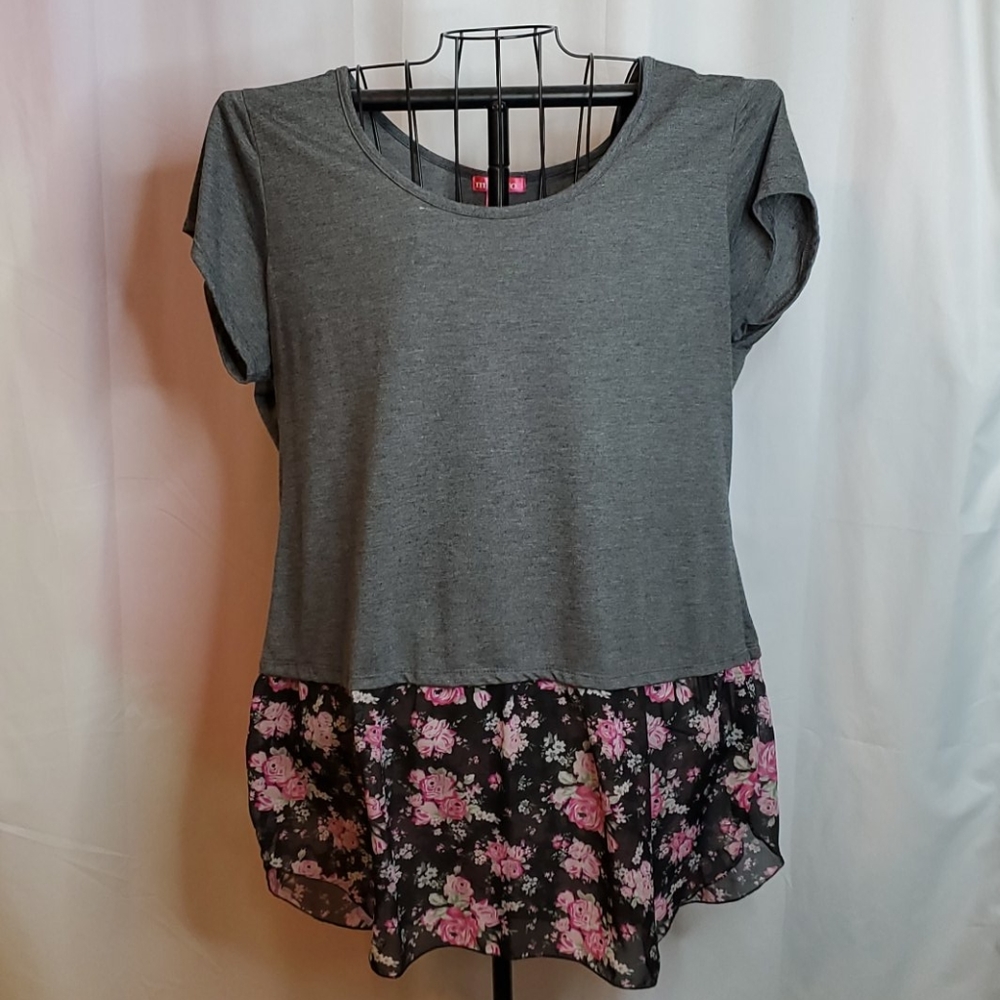 Grey and Floral Bottomed top